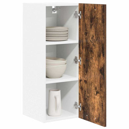 Hanging Cabinet with Door Smoked Oak and White 30 x 31 x 80 cm