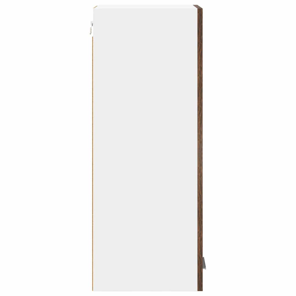 Hanging Cabinet with Door Smoked Oak and White 30 x 31 x 80 cm