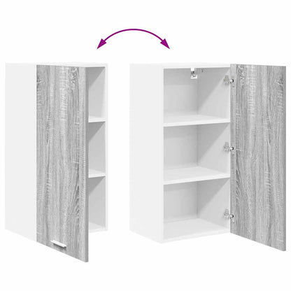 Hanging Cabinet with Door Grey Sonoma and White 40 x 31 x 80 cm