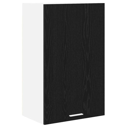 Hanging Cabinet with Door Black Oak and White 50 x 31 x 80 cm