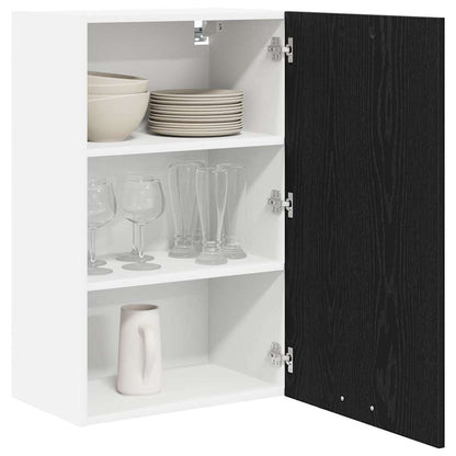 Hanging Cabinet with Door Black Oak and White 50 x 31 x 80 cm