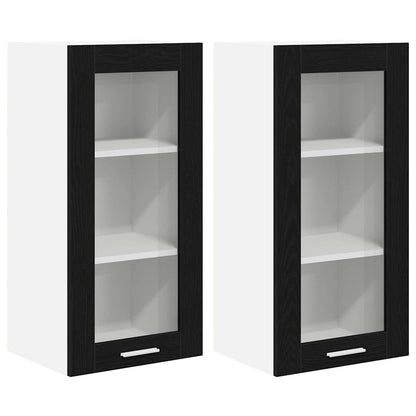 Hanging Cabinet 2 pcs Black Oak 40 x 31 x 80 cm Engineered Wood