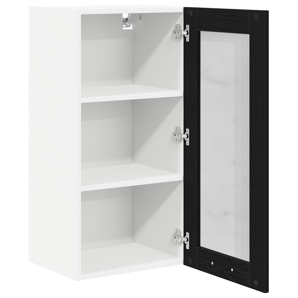 Hanging Cabinet 2 pcs Black Oak 40 x 31 x 80 cm Engineered Wood