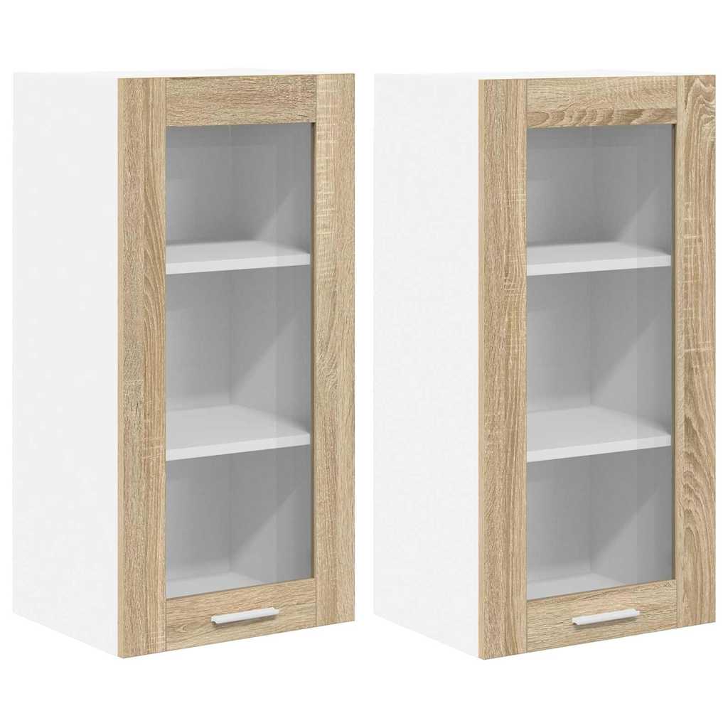 Hanging Cabinet with Storage 2 pcs Sonoma Oak 40 x 31 x 80 cm