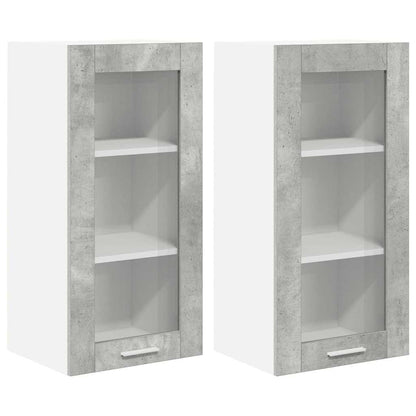 Hanging Cabinet with Door 2 pcs Concrete Grey 40 x 31 x 80 cm