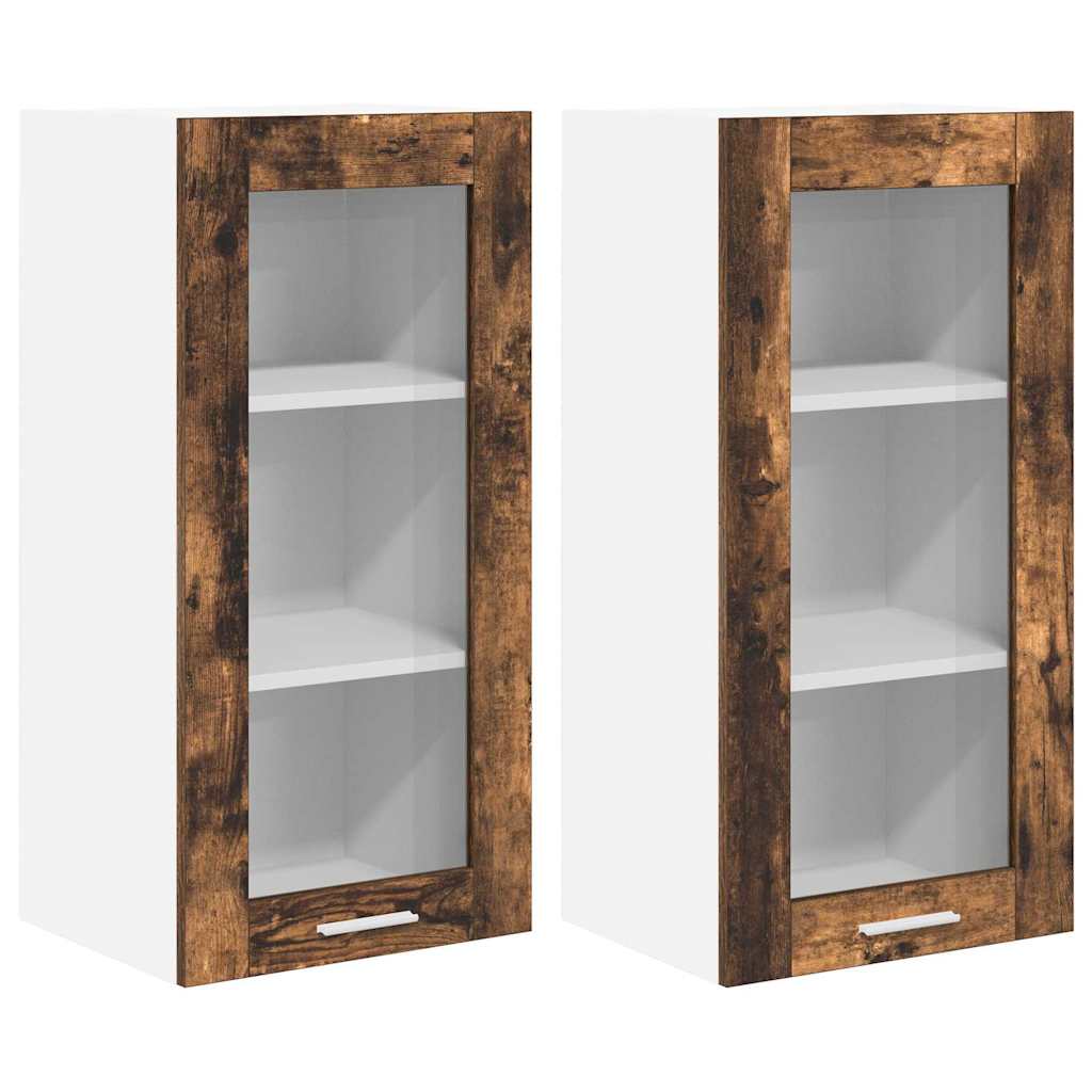 Hanging Cabinet with Storage 2 pcs Smoked Oak 40 x 31 x 80 cm