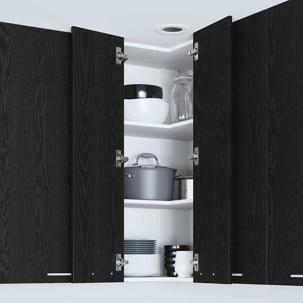 Hanging Cabinet with Door Black Oak and White 57 x 57 x 100 cm