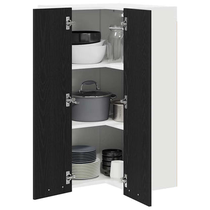 Hanging Cabinet with Door Black Oak and White 57 x 57 x 100 cm