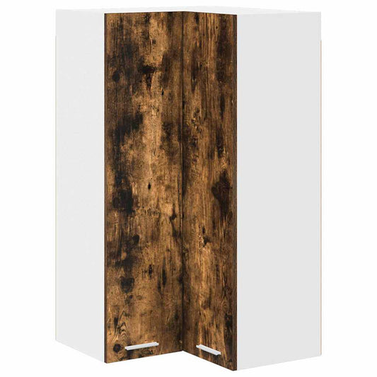 Hanging Cabinet Smoked Oak and White 57 x 57 x 100 cm