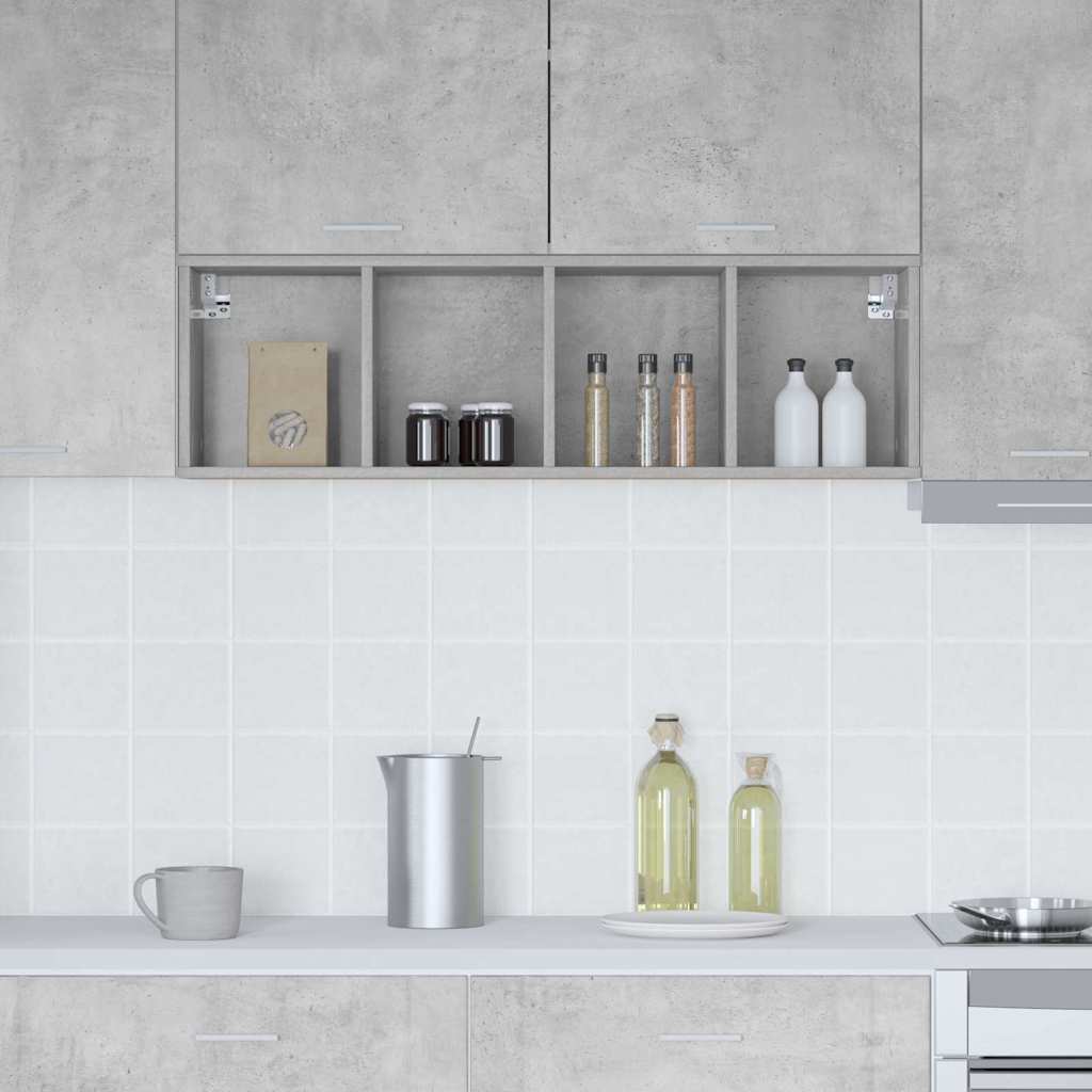 Hanging Cabinet with Storage Concrete Grey 30 x 29.5 x 100 cm