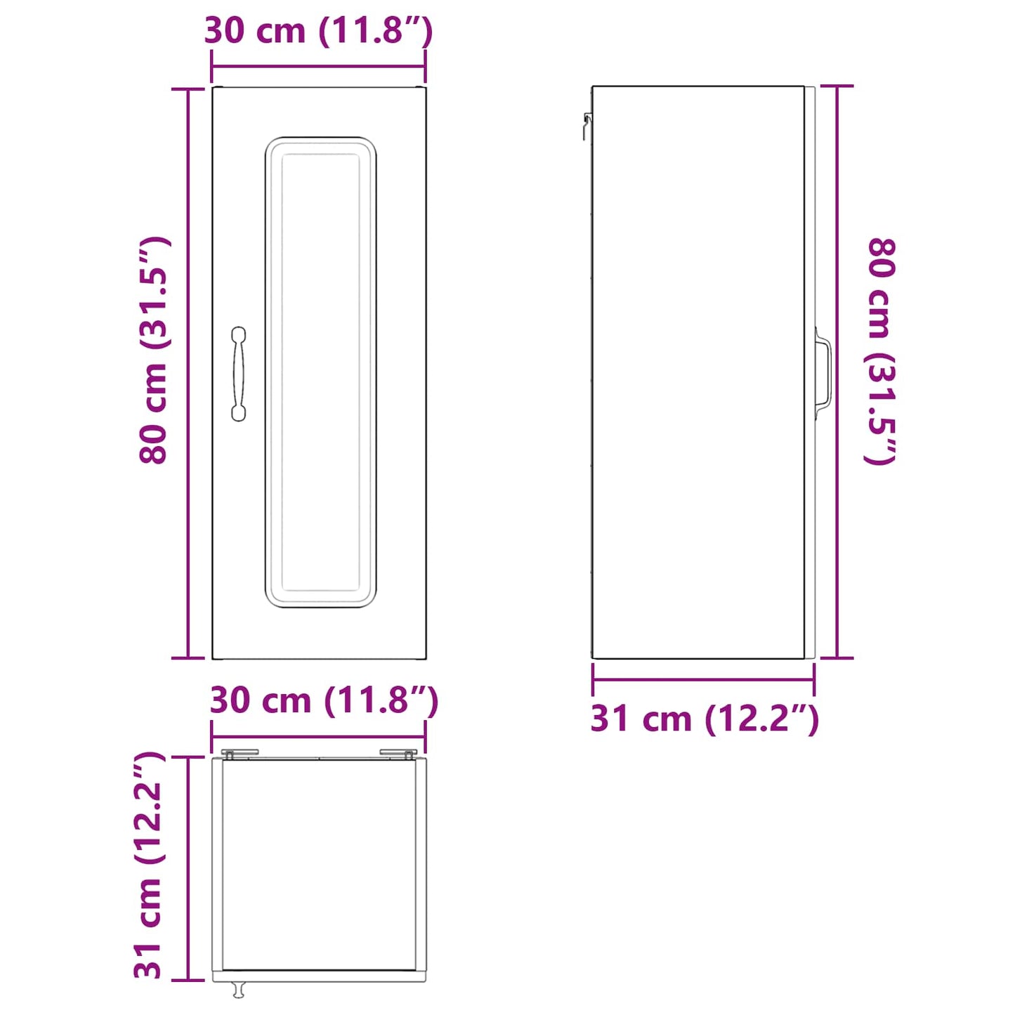 Dishwasher Panel Kalmar Smoked Oak 30 x 31 x 80 cm