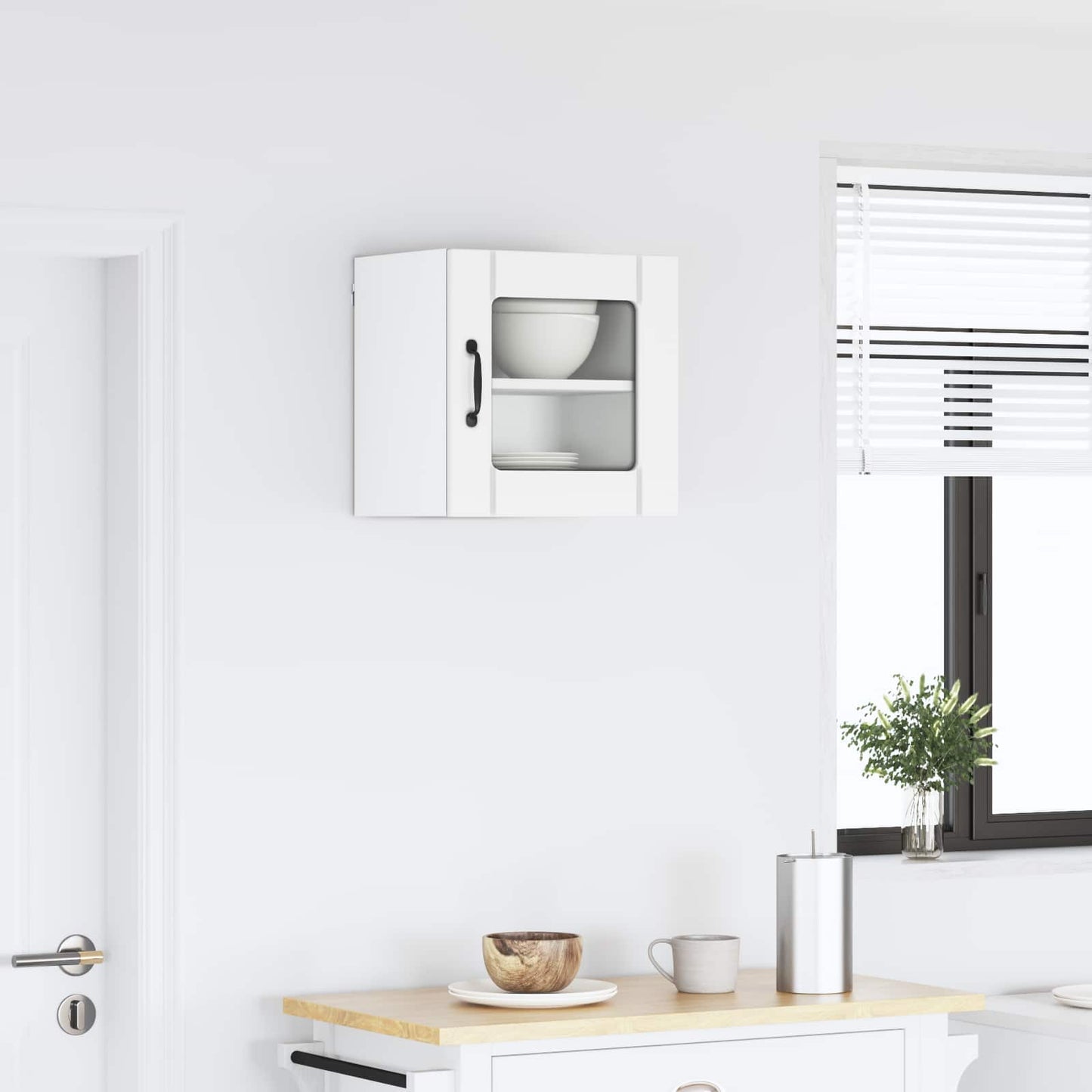 Wall Glass Cabinet LUCCA White 40 x 31 x 40 cm Engineered Wood