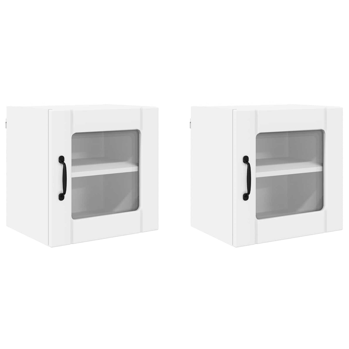 Wall Glass Cabinet LUCCA 2 pcs White Engineered Wood