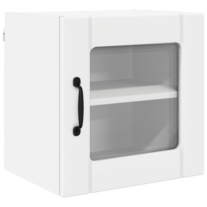 Wall Glass Cabinet LUCCA 2 pcs White Engineered Wood