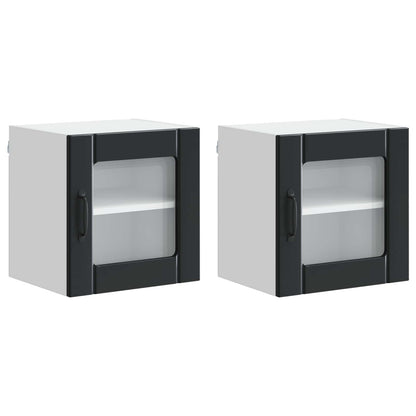 Wall Glass Cabinet LUCCA 2 pcs Black 40 x 31 x 40 cm