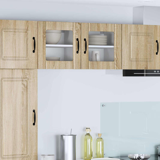 Wall Glass Cabinet LUCCA 2 pcs Sonoma Oak Engineered Wood