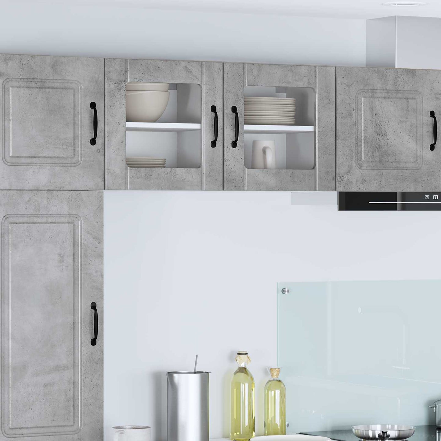 Wall Glass Cabinet LUCCA 2 pcs Concrete Grey 40 x 31 x 40 cm
