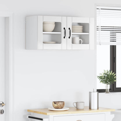 Wall Glass Cabinet LUCCA 2 pcs High Gloss White 40 x 31 x 40 cm