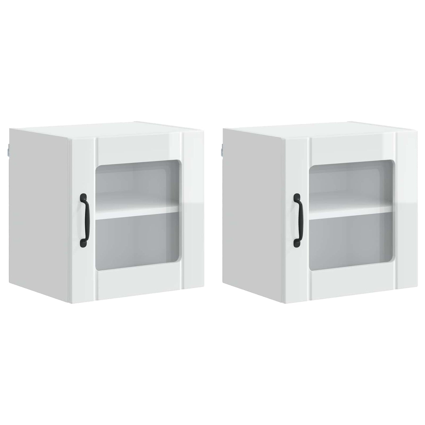 Wall Glass Cabinet LUCCA 2 pcs High Gloss White 40 x 31 x 40 cm
