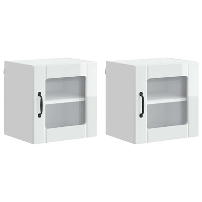 Wall Glass Cabinet LUCCA 2 pcs High Gloss White 40 x 31 x 40 cm