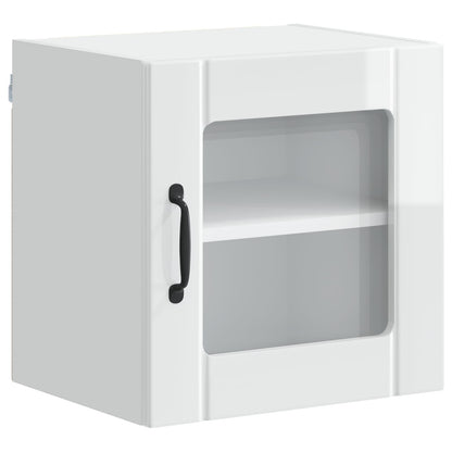 Wall Glass Cabinet LUCCA 2 pcs High Gloss White 40 x 31 x 40 cm