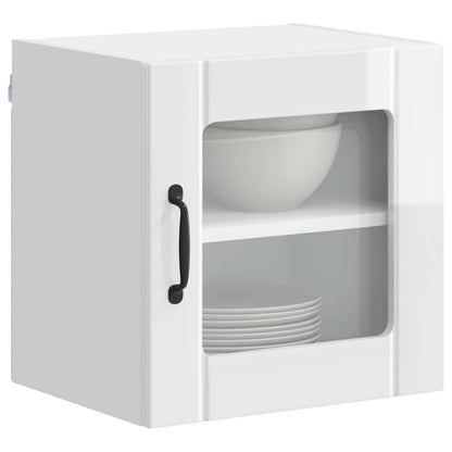 Wall Glass Cabinet LUCCA 2 pcs High Gloss White 40 x 31 x 40 cm