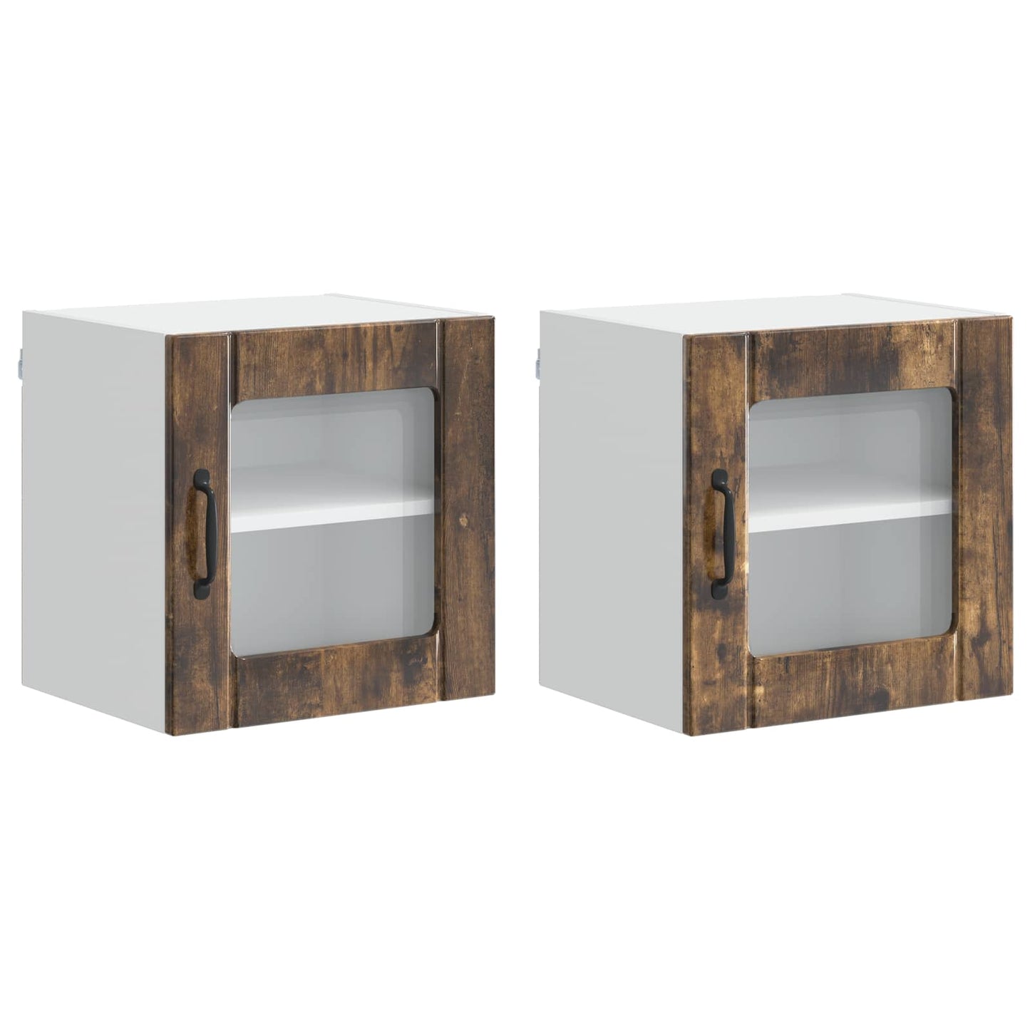 Wall Glass Cabinet LUCCA 2 pcs Smoked Oak 40 x 31 x 40 cm