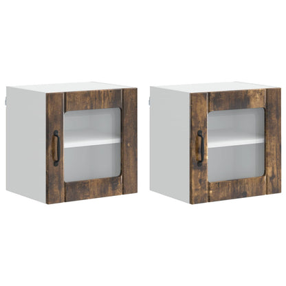 Wall Glass Cabinet LUCCA 2 pcs Smoked Oak 40 x 31 x 40 cm