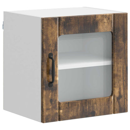 Wall Glass Cabinet LUCCA 2 pcs Smoked Oak 40 x 31 x 40 cm