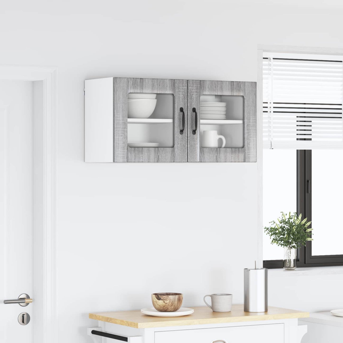 Wall Glass Cabinet LUCCA 2 pcs Grey Sonoma 40 x 31 x 40 cm