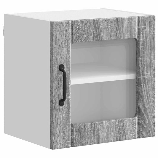 Wall Glass Cabinet LUCCA 2 pcs Grey Sonoma Engineered Wood