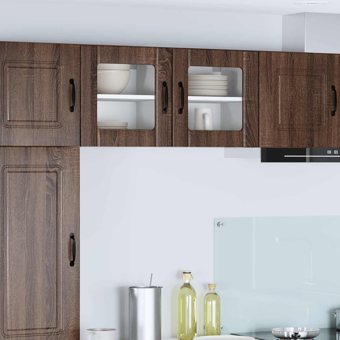 Wall Glass Cabinet LUCCA Brown Oak 40 x 31 x 40 cm