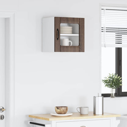 Wall Glass Cabinet LUCCA Brown Oak 40 x 31 x 40 cm