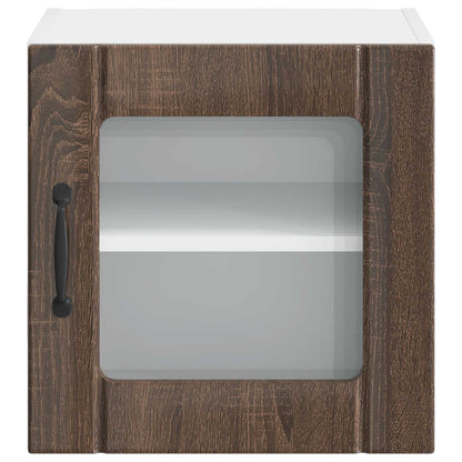 Wall Glass Cabinet LUCCA Brown Oak 40 x 31 x 40 cm