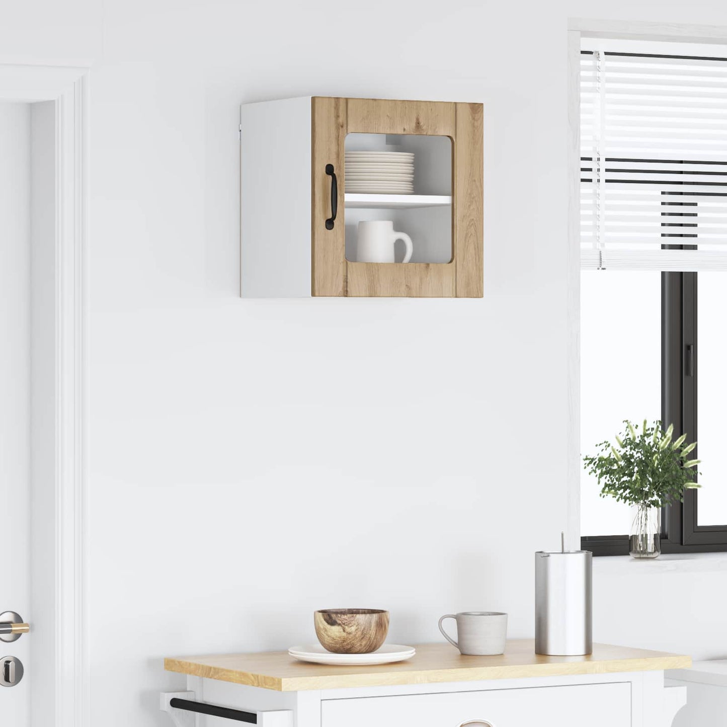Wall Glass Cabinet LUCCA Artisan Oak 40 x 31 x 40 cm