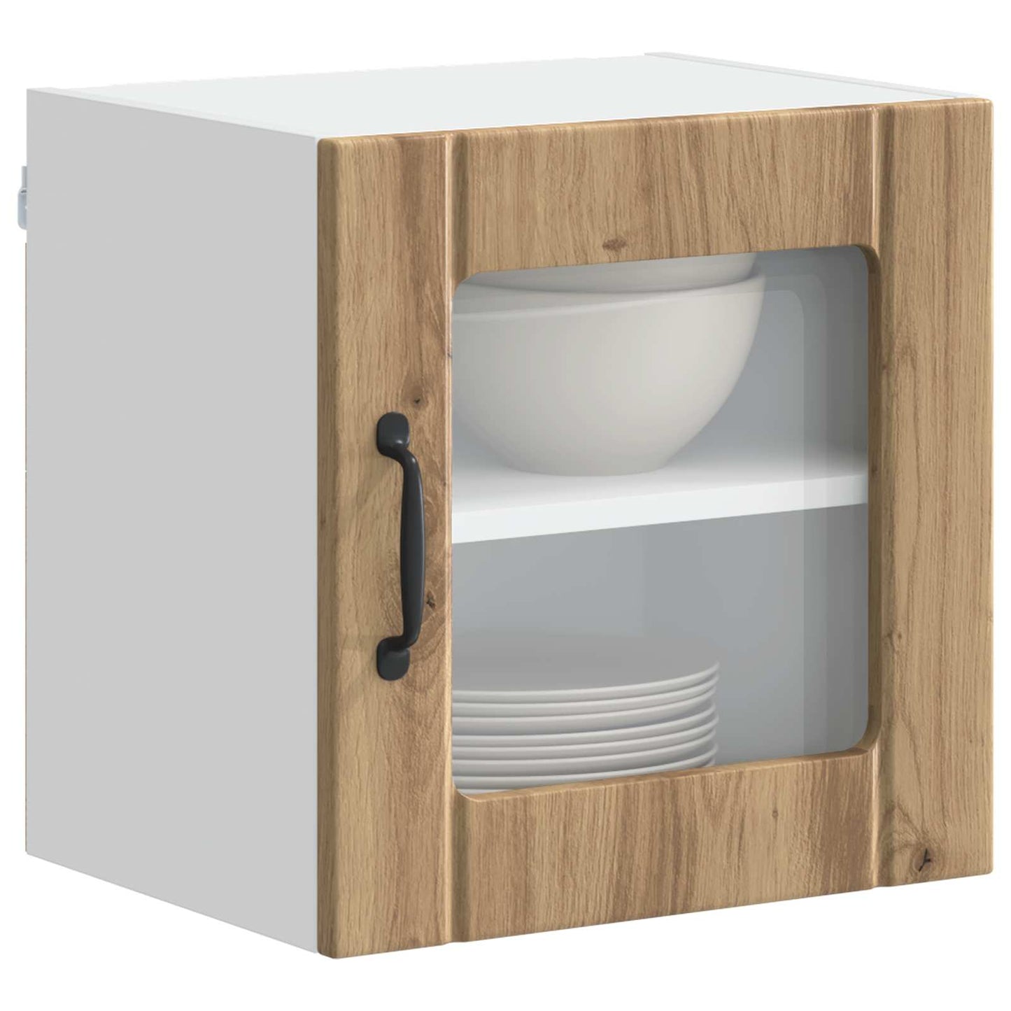 Wall Glass Cabinet LUCCA 2 pcs Artisan Oak Engineered Wood
