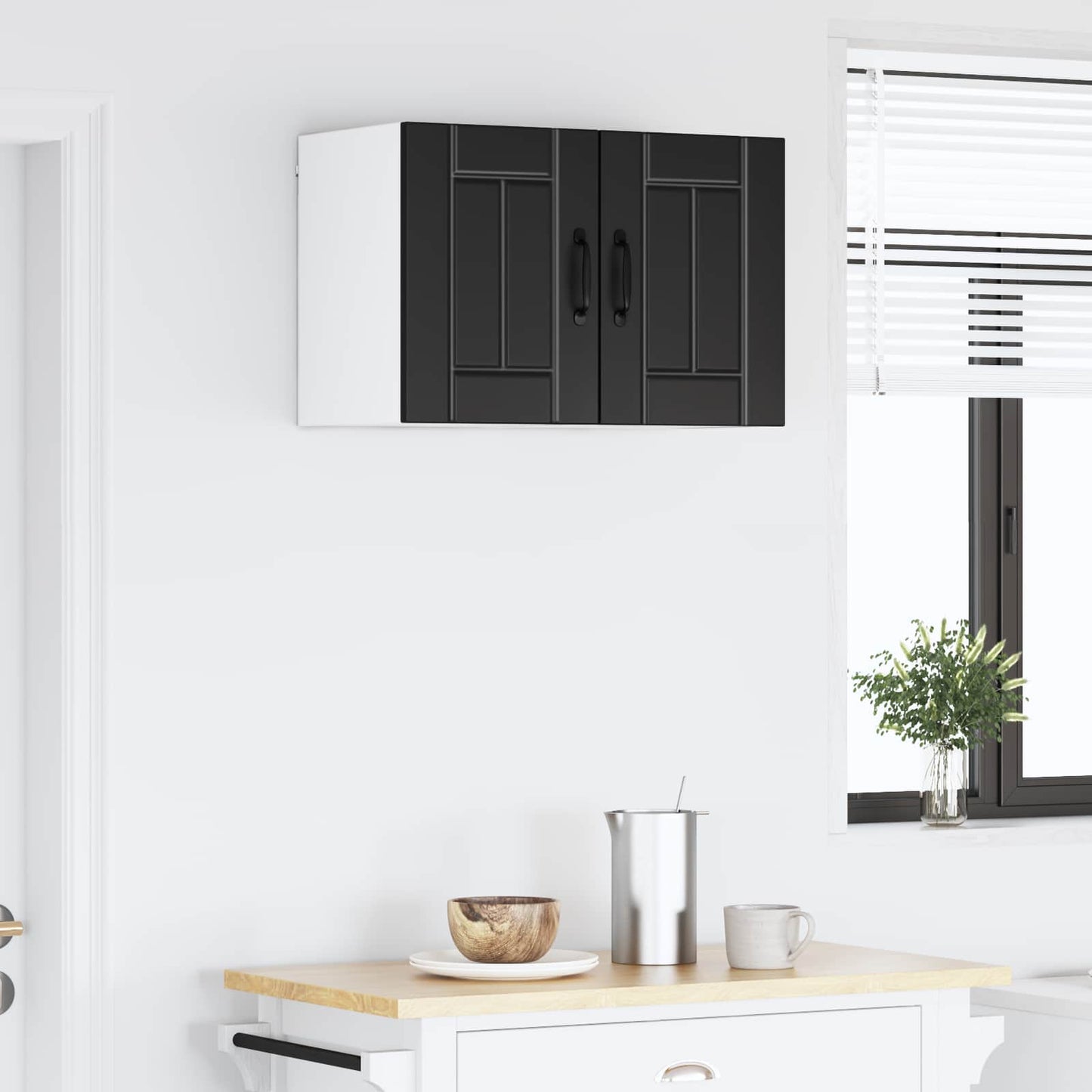 Wall Cabinet LUCCA 2 pcs Black Engineered Wood