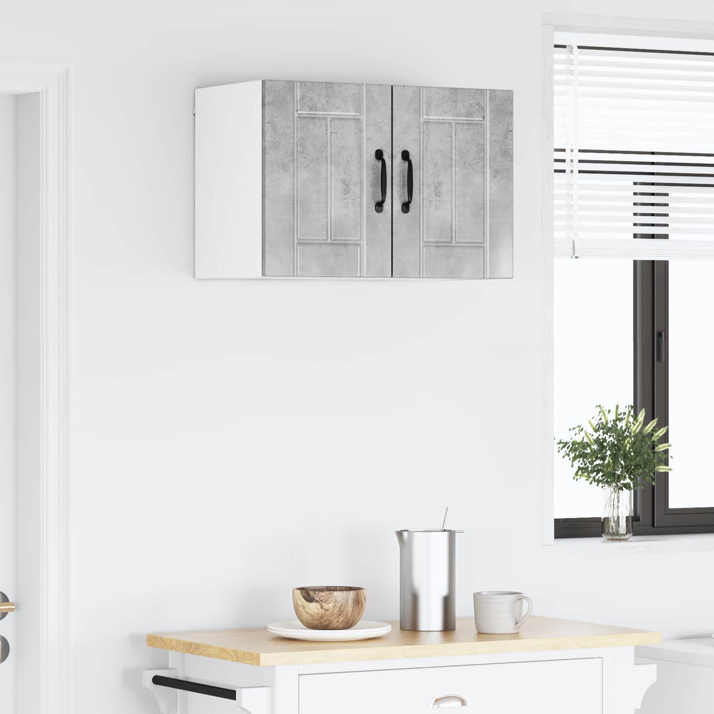 Wall Cabinet LUCCA 2 pcs Concrete Grey Engineered Wood