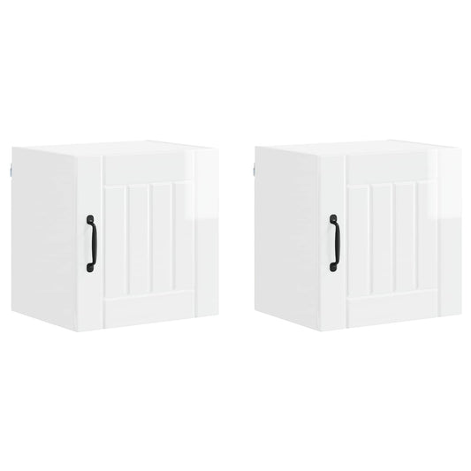 Wall Cabinet LUCCA 2 pcs High Gloss White Engineered Wood