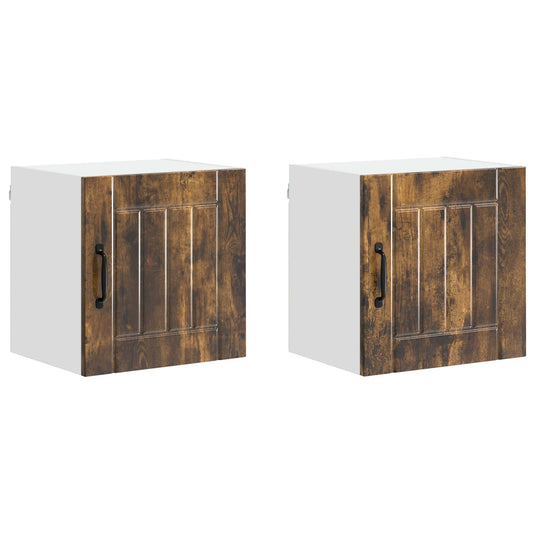 Wall Cabinet LUCCA 2 pcs Smoked Oak Engineered Wood