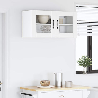 Wall Glass Cabinet LUCCA White 80 x 31 x 40 cm Engineered Wood
