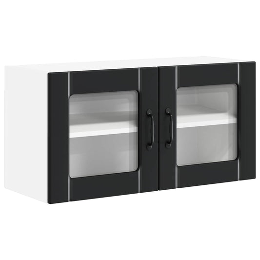 Wall Glass Cabinet LUCCA Black 80 x 31 x 40 cm Engineered Wood