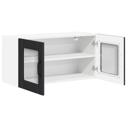 Wall Glass Cabinet LUCCA Black 80 x 31 x 40 cm Engineered Wood