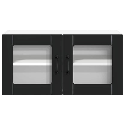Wall Glass Cabinet LUCCA Black 80 x 31 x 40 cm Engineered Wood