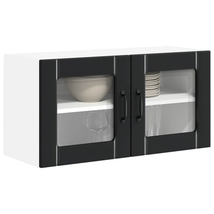 Wall Glass Cabinet LUCCA Black 80 x 31 x 40 cm Engineered Wood