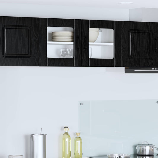 Wall Glass Cabinet LUCCA Black Oak 80 x 31 x 40 cm