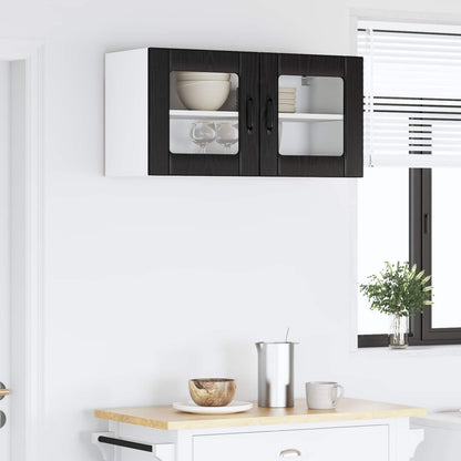 Wall Glass Cabinet LUCCA Black Oak 80 x 31 x 40 cm