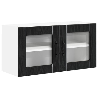 Wall Glass Cabinet LUCCA Black Oak 80 x 31 x 40 cm