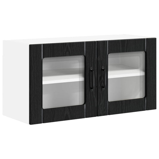 Wall Glass Cabinet LUCCA Black Oak 80 x 31 x 40 cm