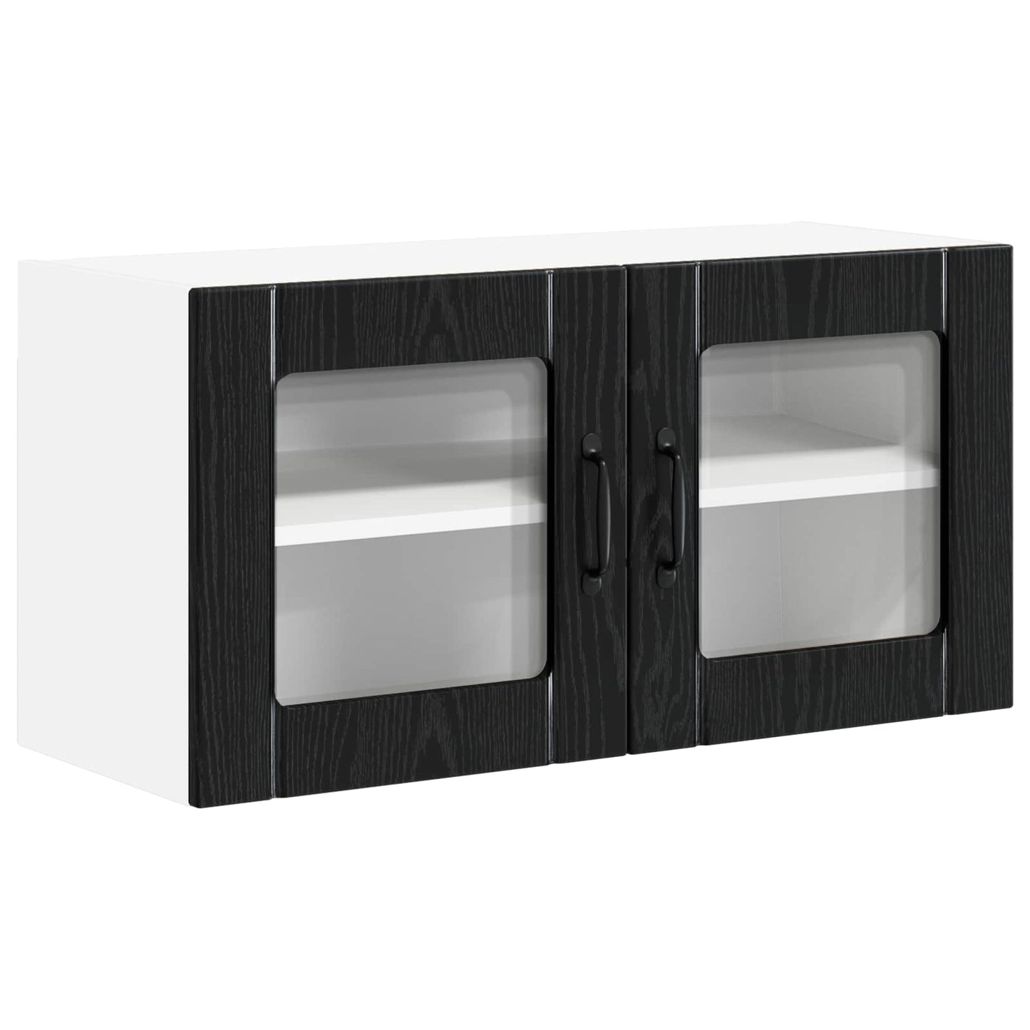 Wall Glass Cabinet LUCCA Black Oak 80 x 31 x 40 cm